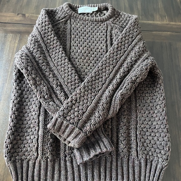 Chunky Knit Crewneck Sweater - Brown - Picture 2 of 13